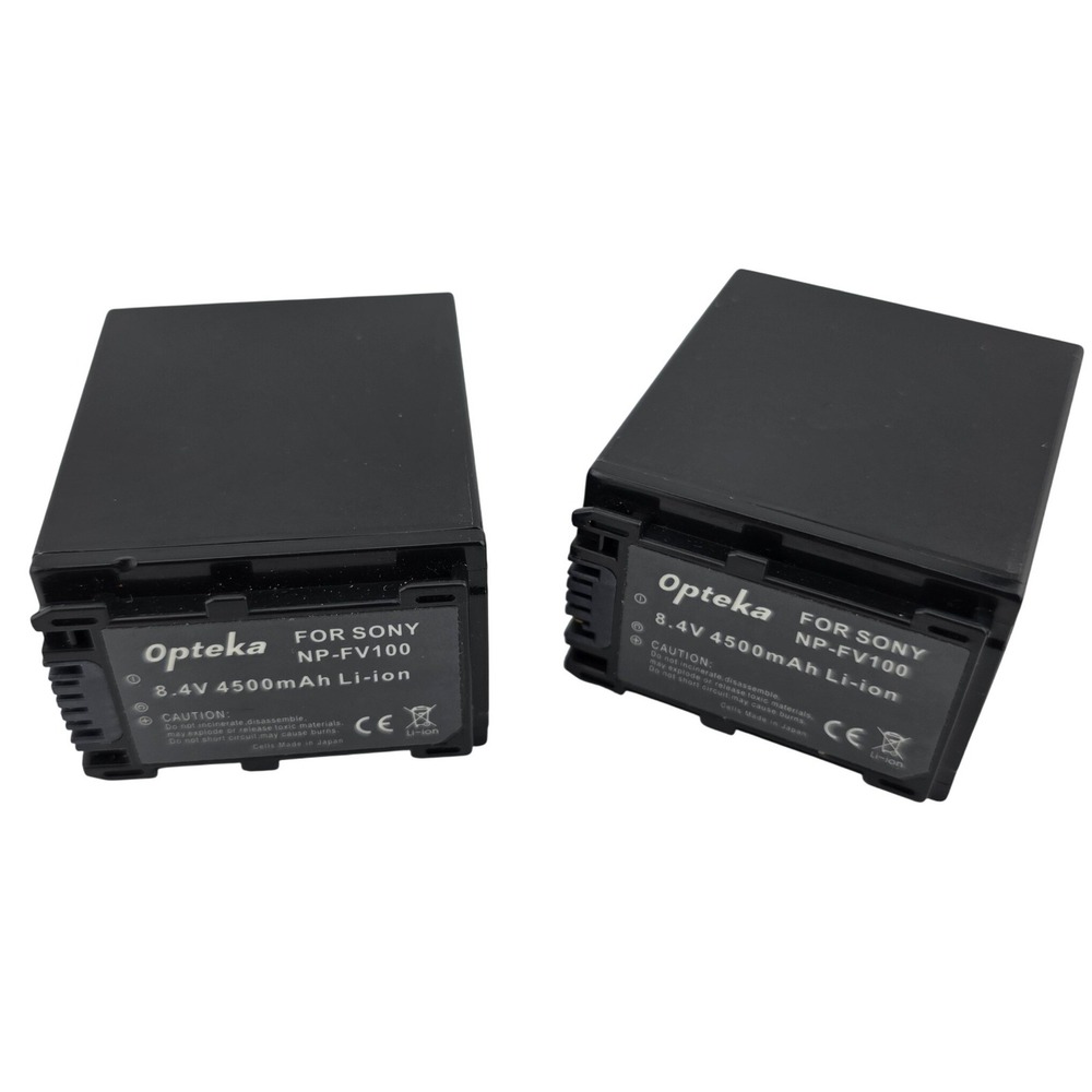 Opteka NP-FV100 8.4V 4500mAh Li-ion Camcorder Batteries 2-Pack Black Good Tested